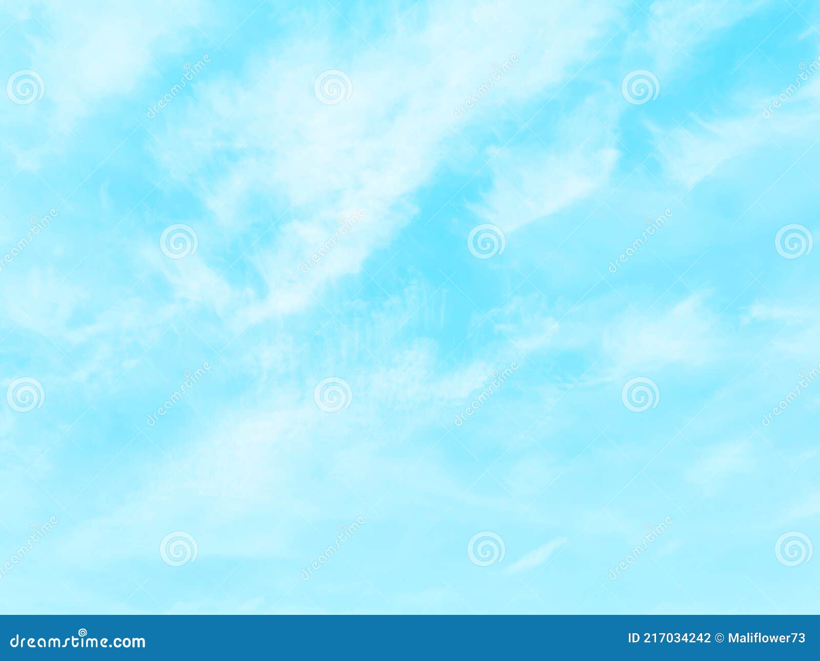 Pastel Blue Sky with White Clouds Background. Stock Photo Image of