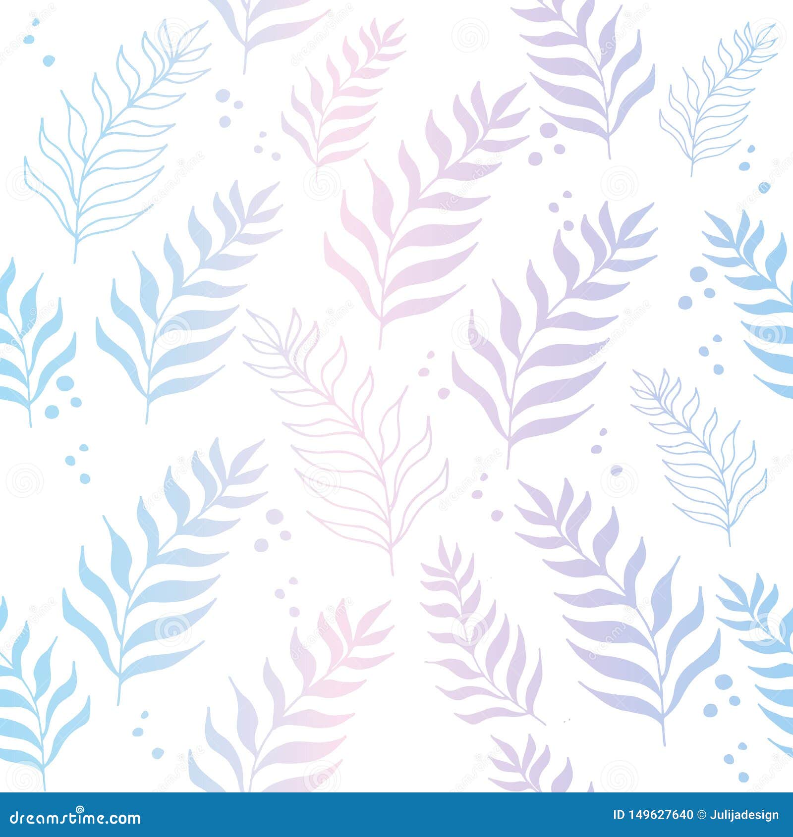 Pastel Color Jungle Seamless Tropical Exotic Pattern on the White