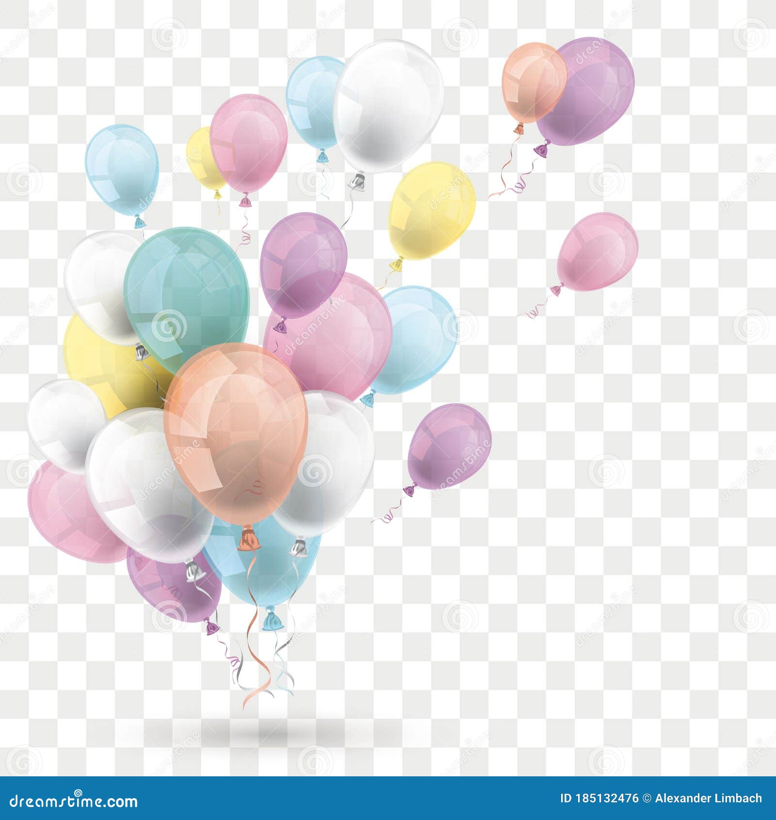 Pastel Colored Balloons Transparent Stock Vector Illustration of