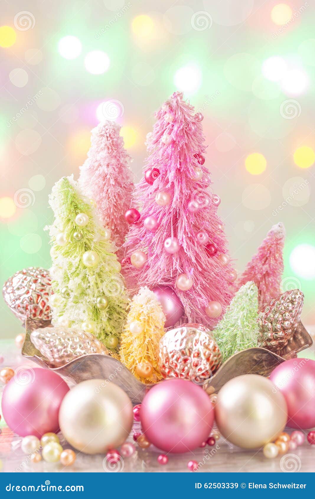 pastel colored christmas trees