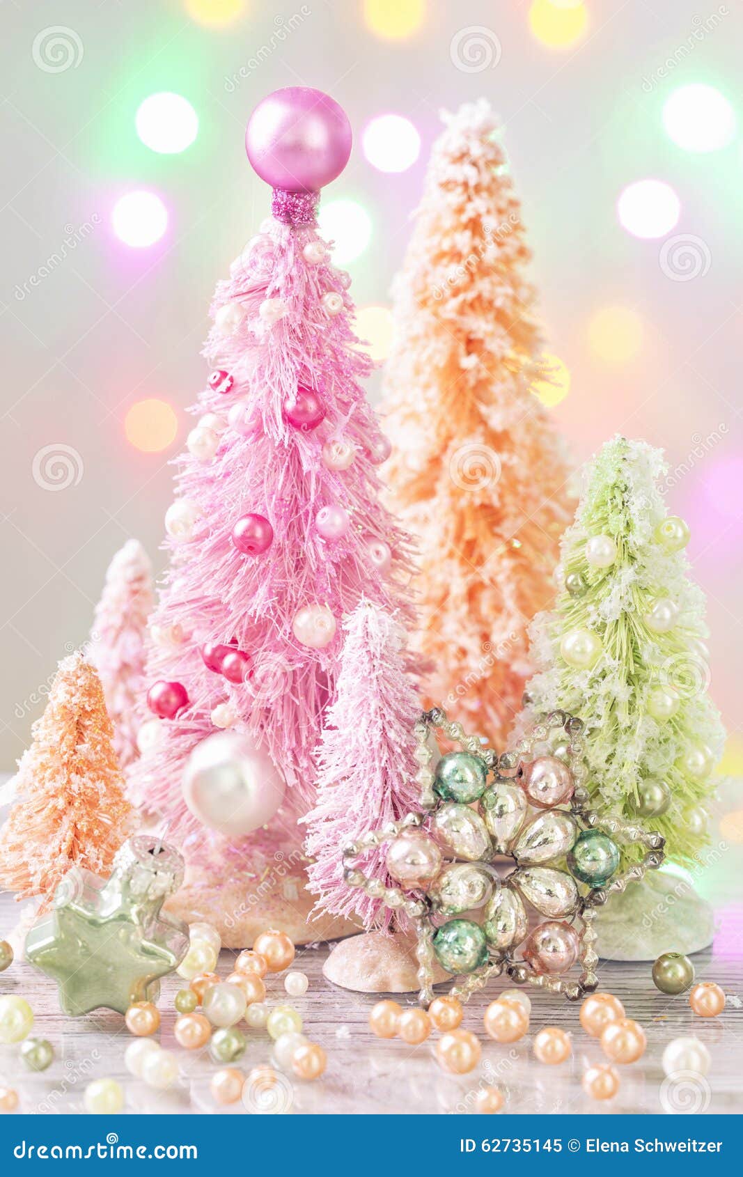 Pastel Colored Christmas Trees Stock Photo - Image: 62735145