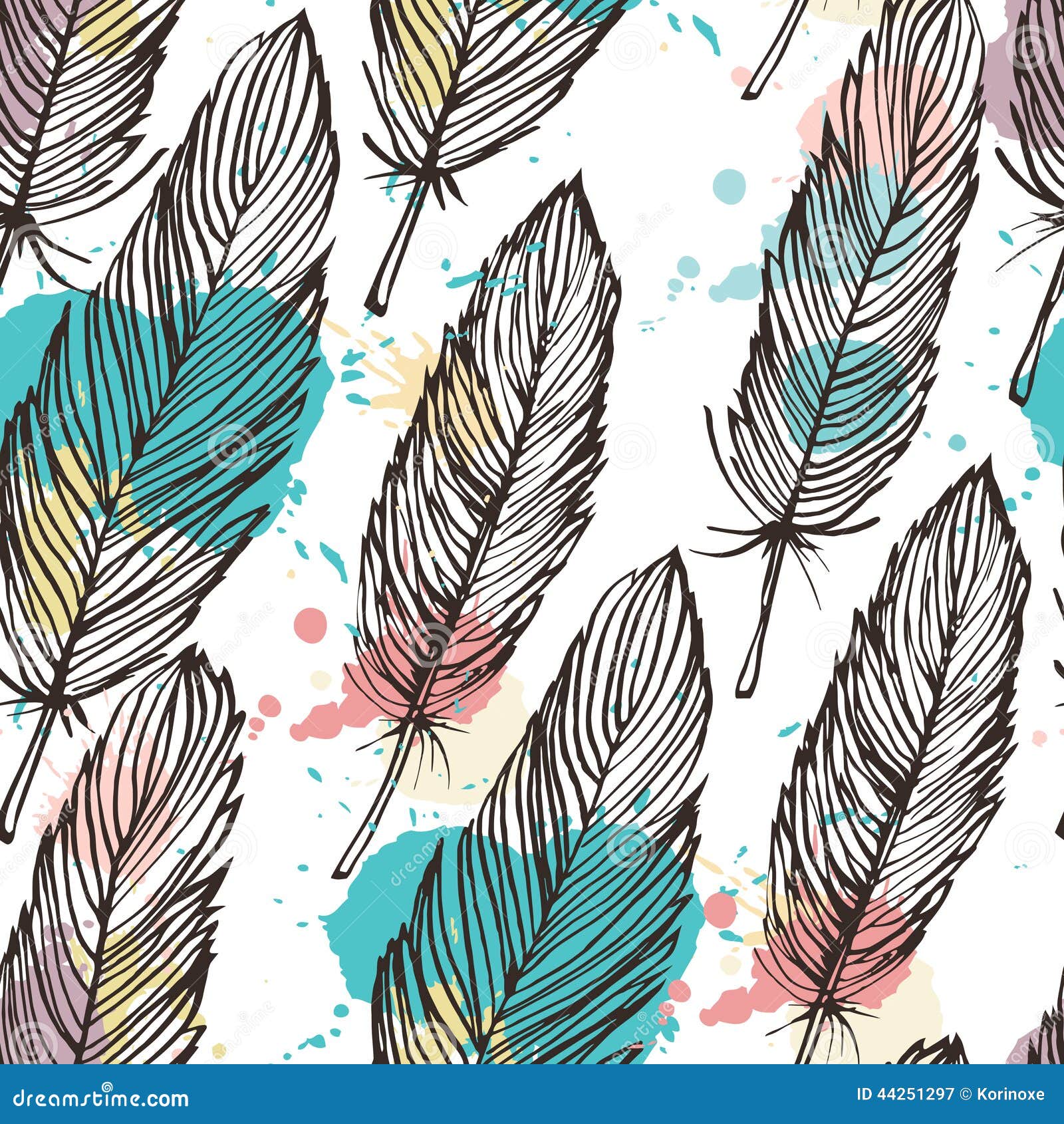 pastel colored feather seamless background