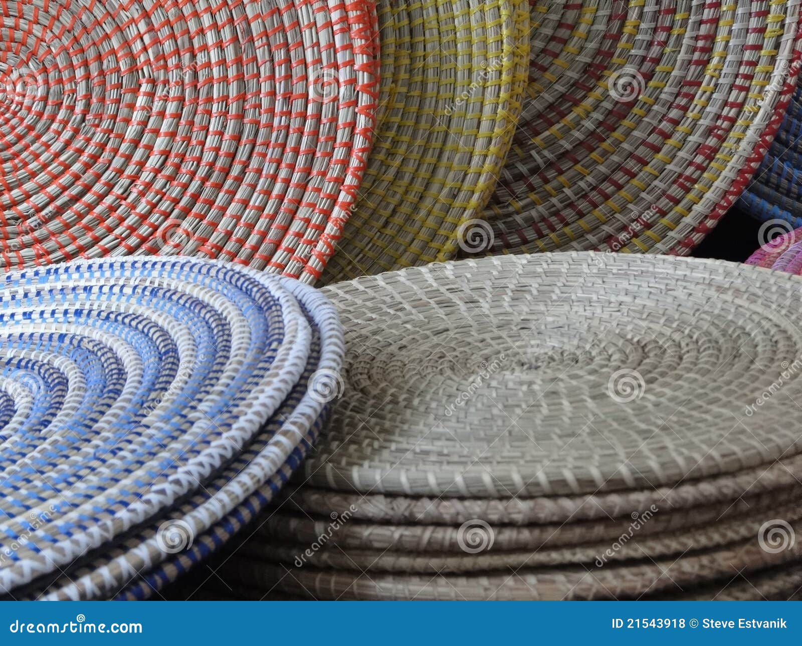 Pastel Colored Hand Woven Baskets Stock Photo Image of cover, basket