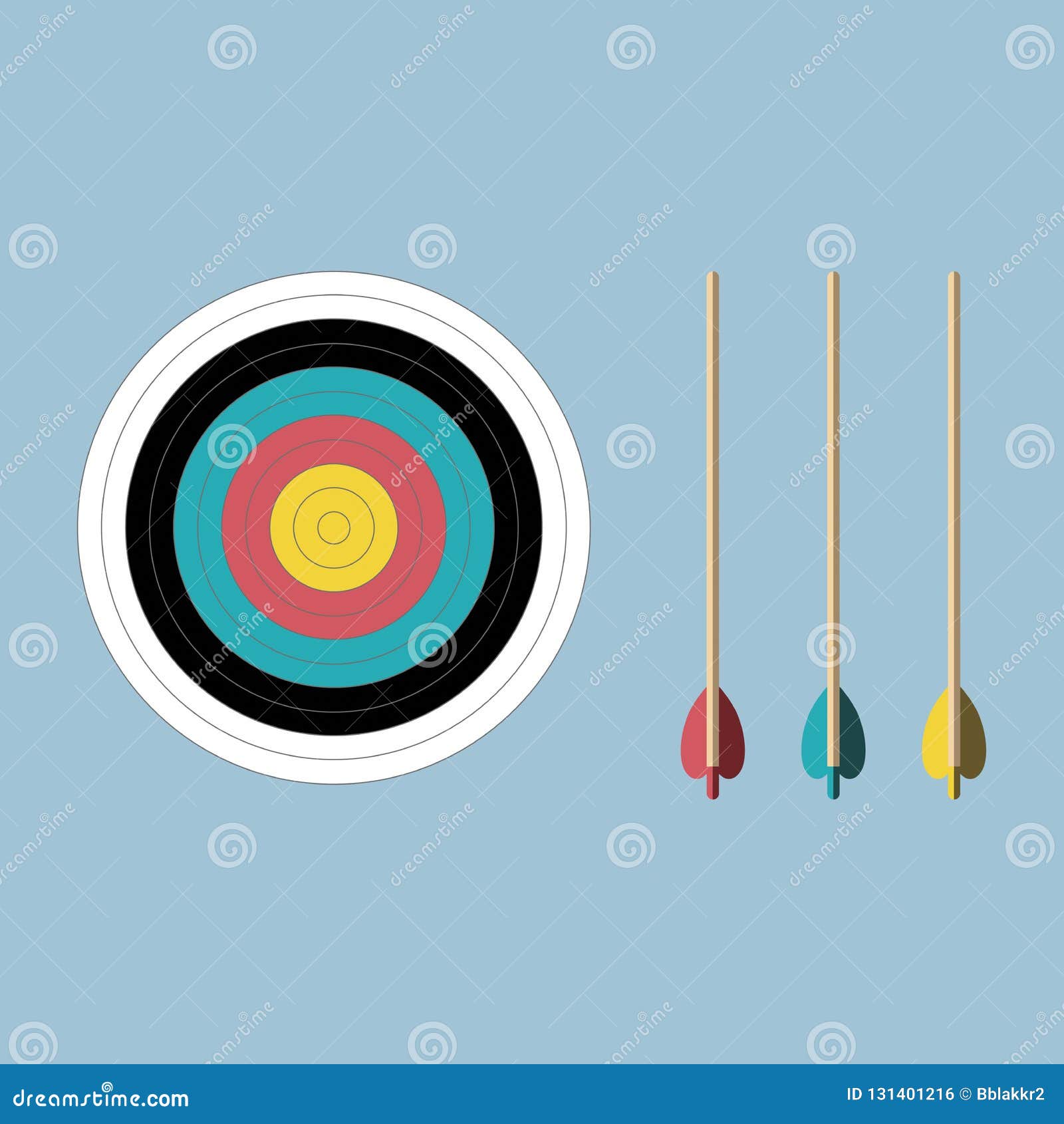 Pastel Colors Archery Target and Arrows Stock Illustration