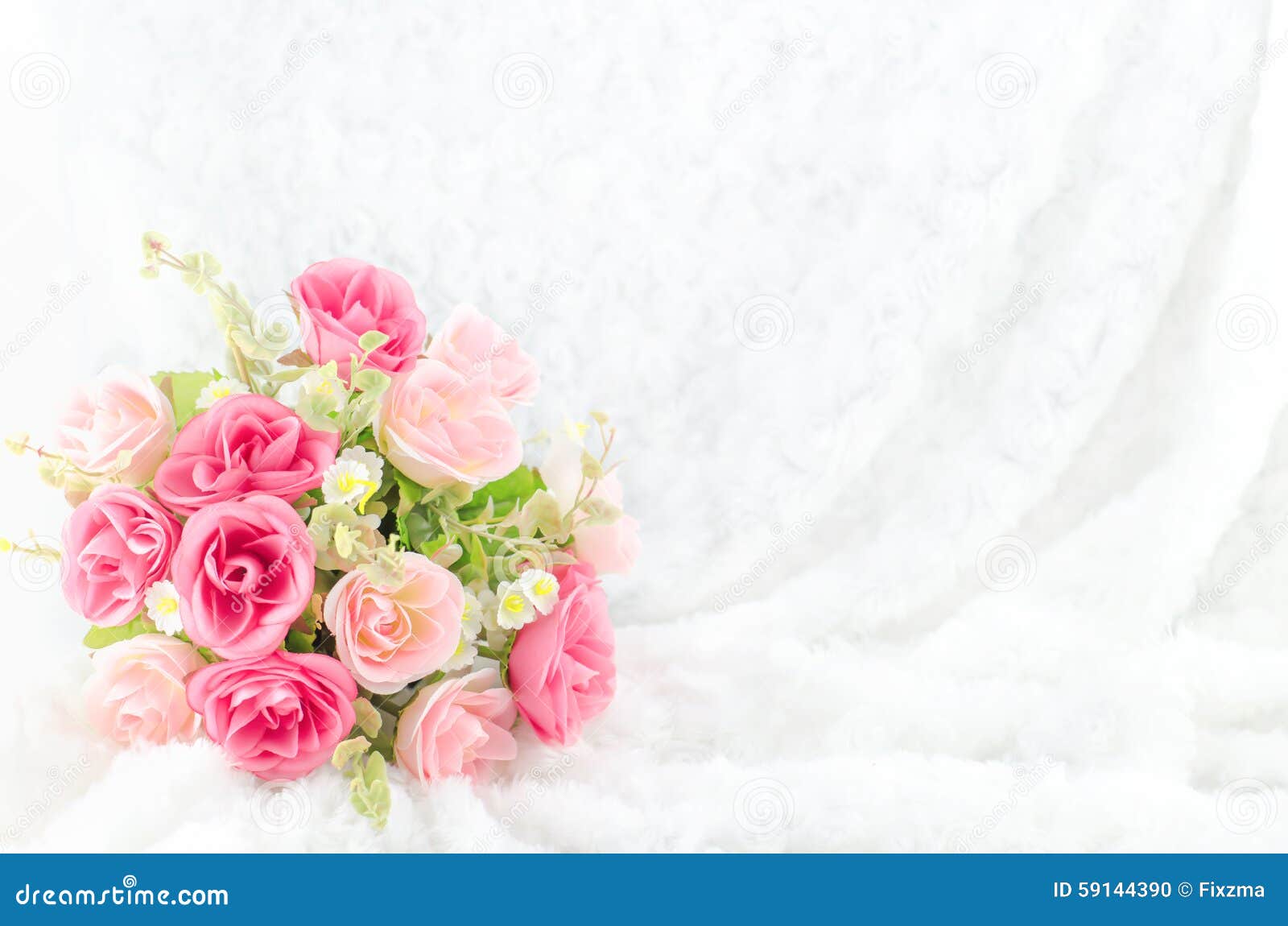 Pastel Coloured Artificial Pink Rose On White Fur Background Stock Photo  59144390 - Megapixl