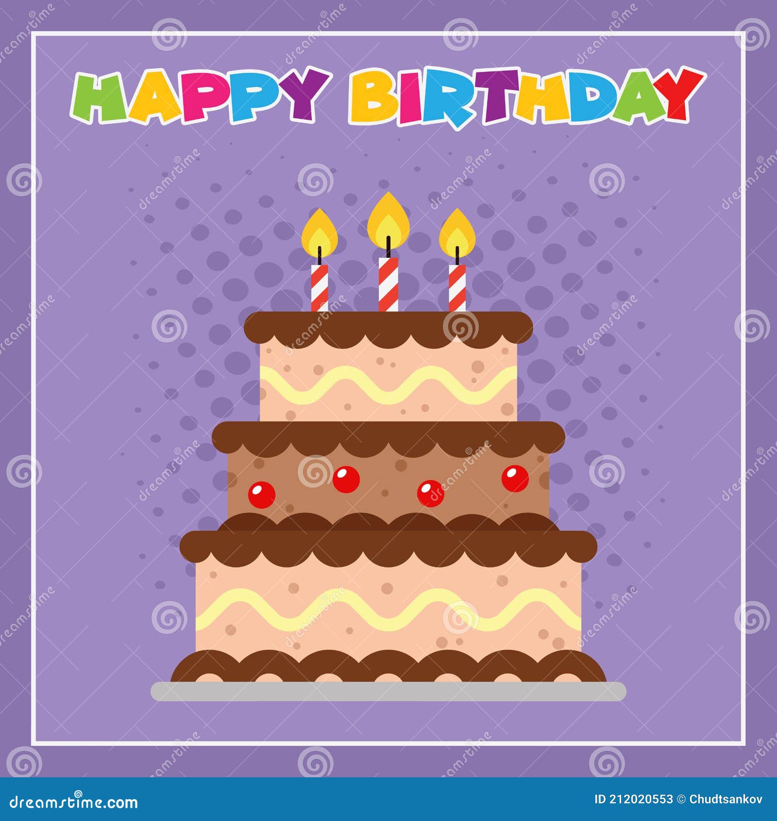 Pastel De Cumpleaños De Dibujos Animados Con Velas Ilustración del Vector -  Ilustración de chocolate, saludo: 212020553
