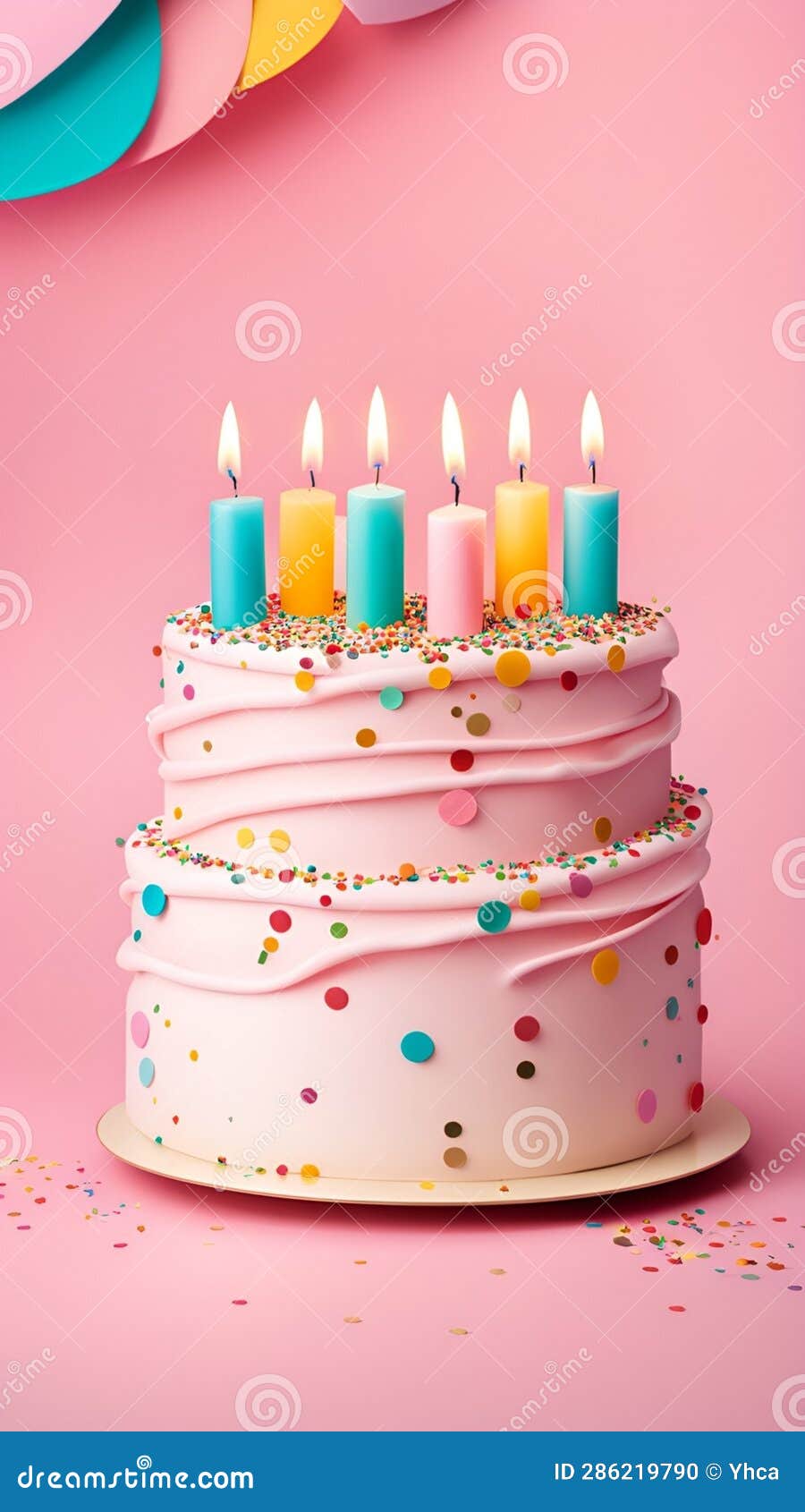 ai generado rosado cumpleaños pastel con oro velas y bengalas celebrar  35846402 Foto de stock en Vecteezy
