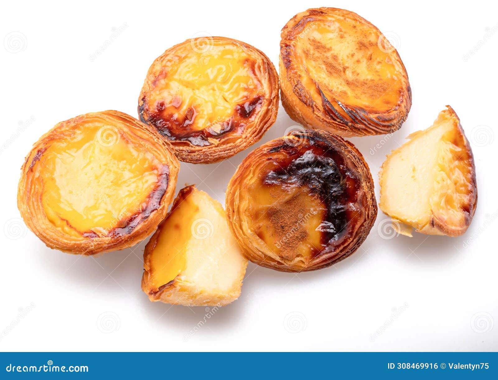 pastel de nata tarts  on white background