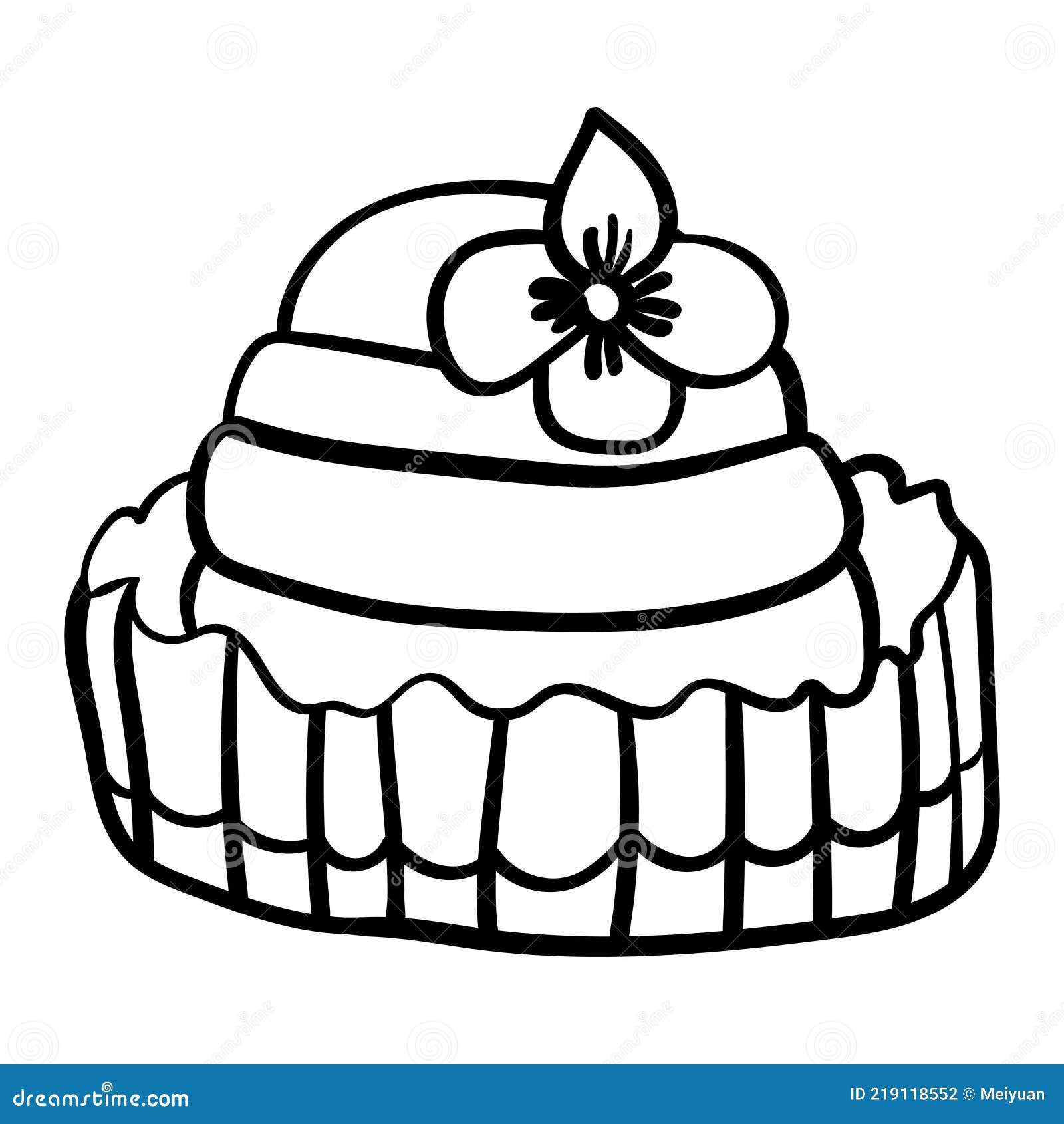 Pastel de cumpleaños para colorear ilustración para niños y adultos