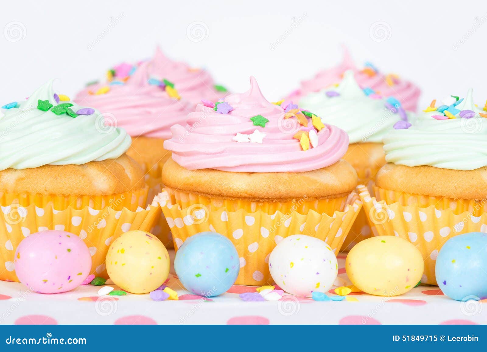 Pastel Easter Cupcakes with Candy and Sprinkles Stock Image Image of