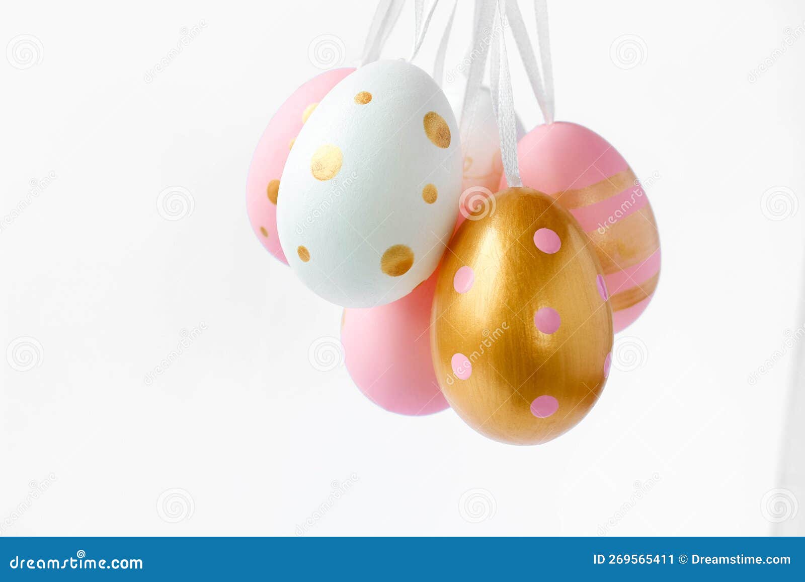 Pastel Easter Eggs Isolated on White Background. Happy Easter Greeting
