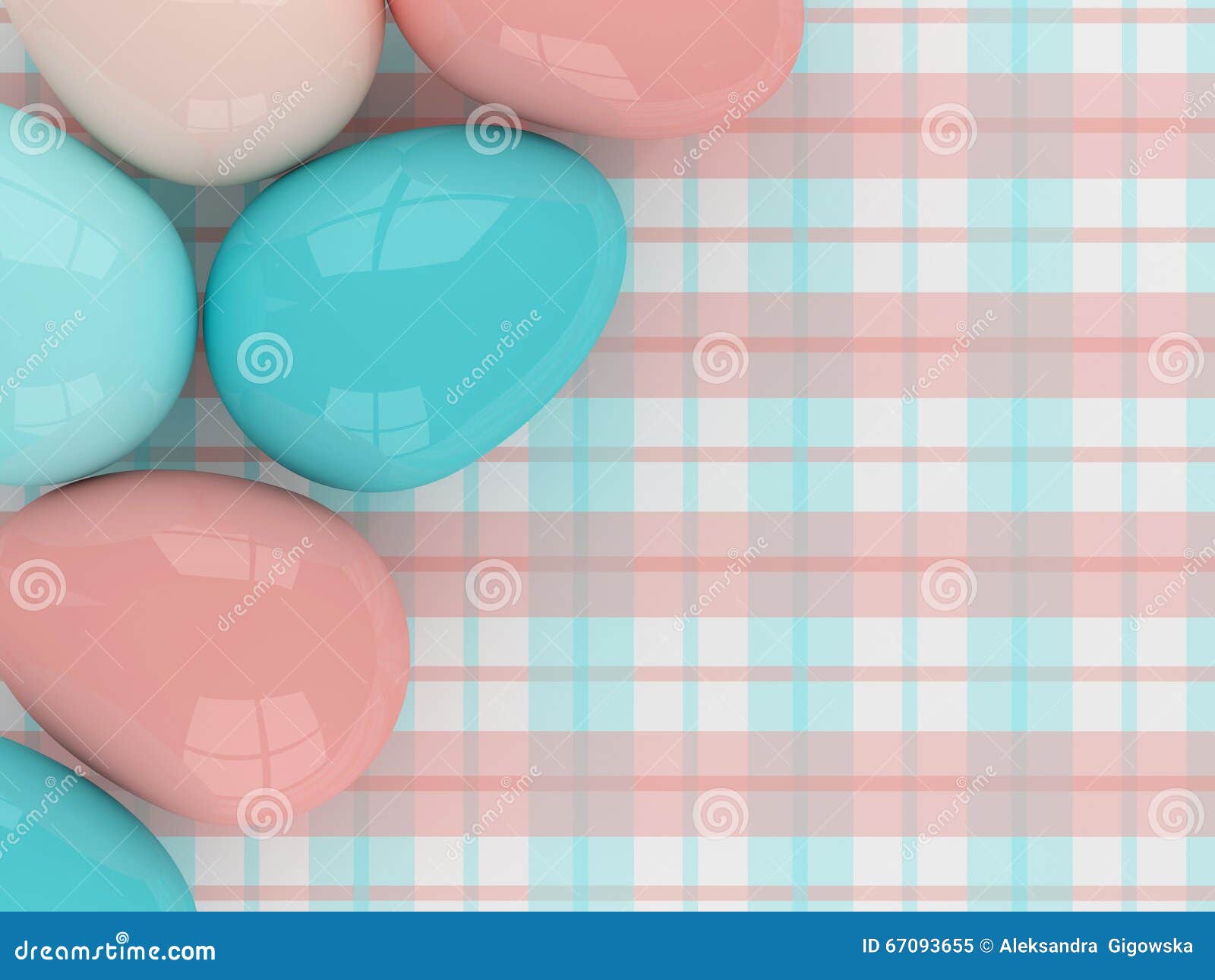 Pastel Easter Eggs Lying on Plaid Pattern Stock Illustration