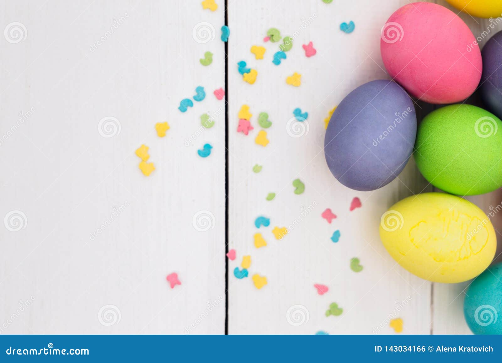 Pastel Easter Eggs on Rustic Whote Wooden Table Stock Photo Image of