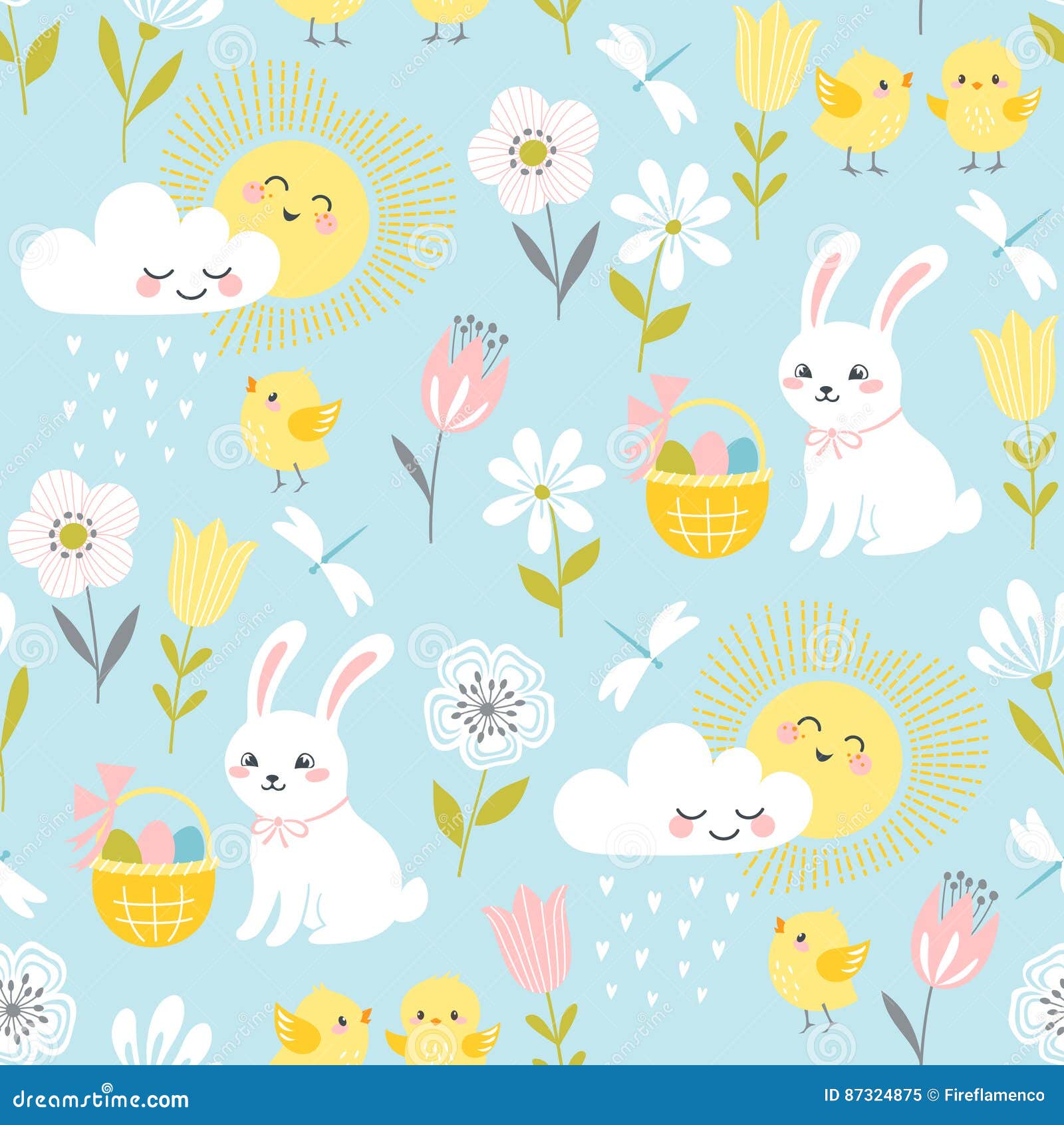 Pastel Easter pattern stock vector. Illustration of nature 87324875
