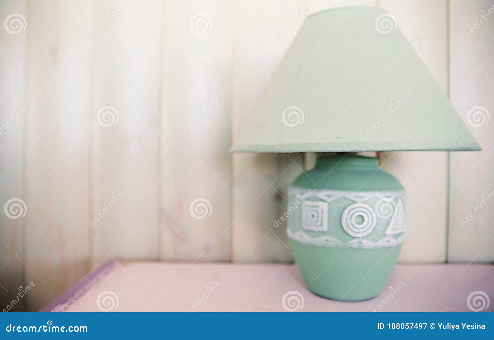 Pastel Green Lamp on the Table Stock Image Image of house, interior