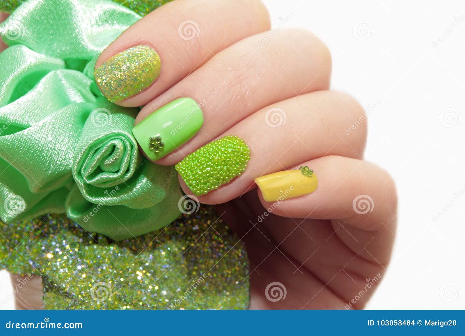 Pastel green manicure. stock photo. Image of hand, festive - 103058484
