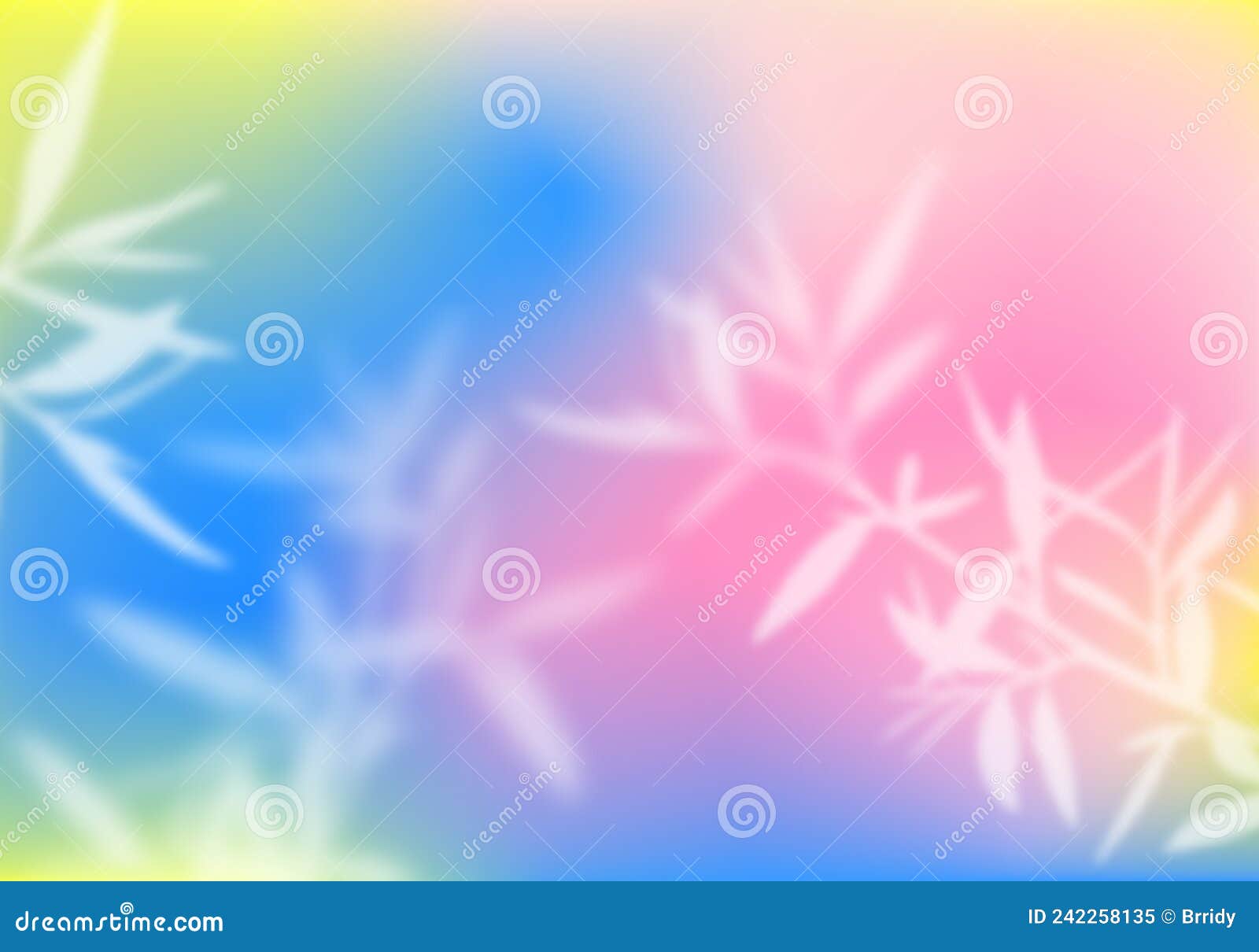 pastel holographic gradient background with branches and leaves. abstract bg with blurred tree leaves overlay
