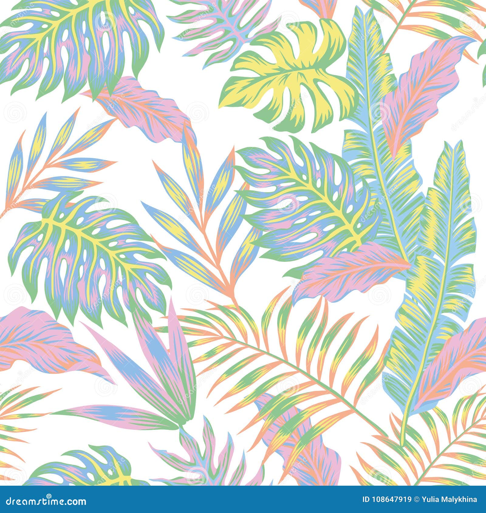 Pastel Jungle White Background Stock Vector Illustration of fashion