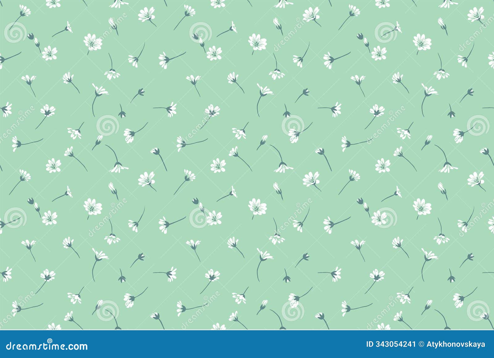 pastel mint green seamless pattern with scattered randomly tiny flowers and small buds. abstract artistic wild floral print.