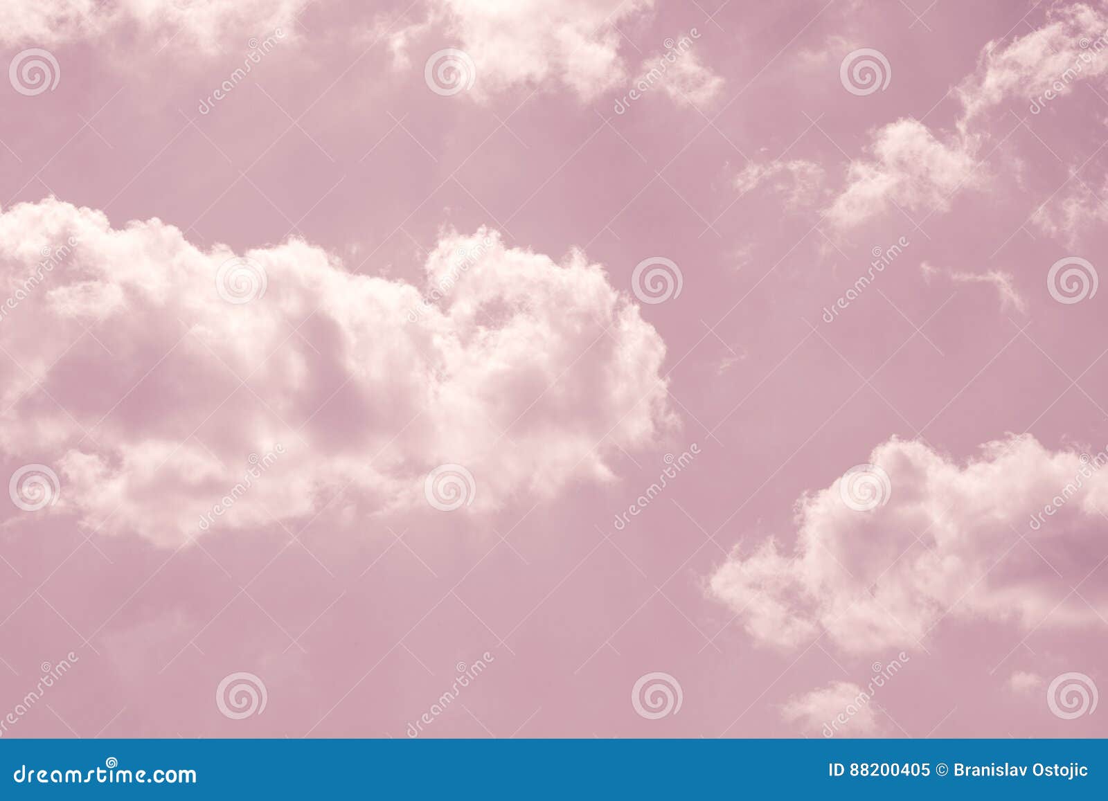 Pink pastel sky and clouds background. Pink and white pastel sky