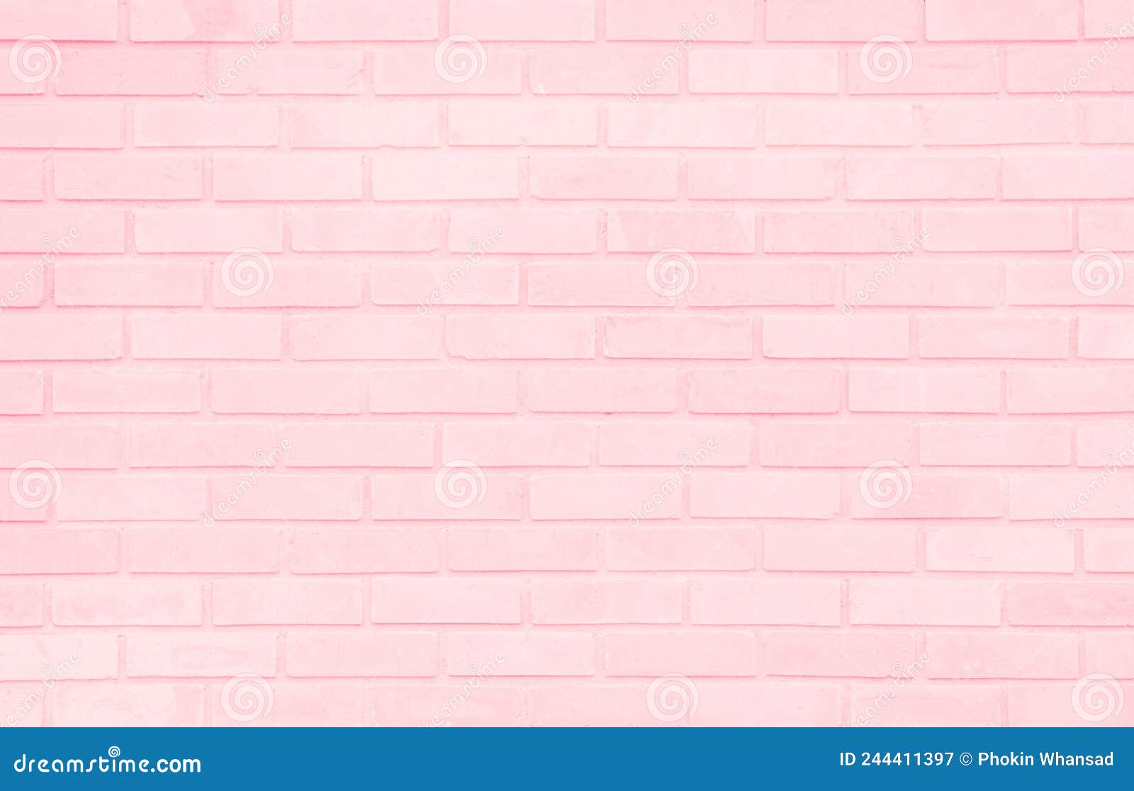 Pastel Pink and White Brick Wall Texture Background. Brickwork Pattern