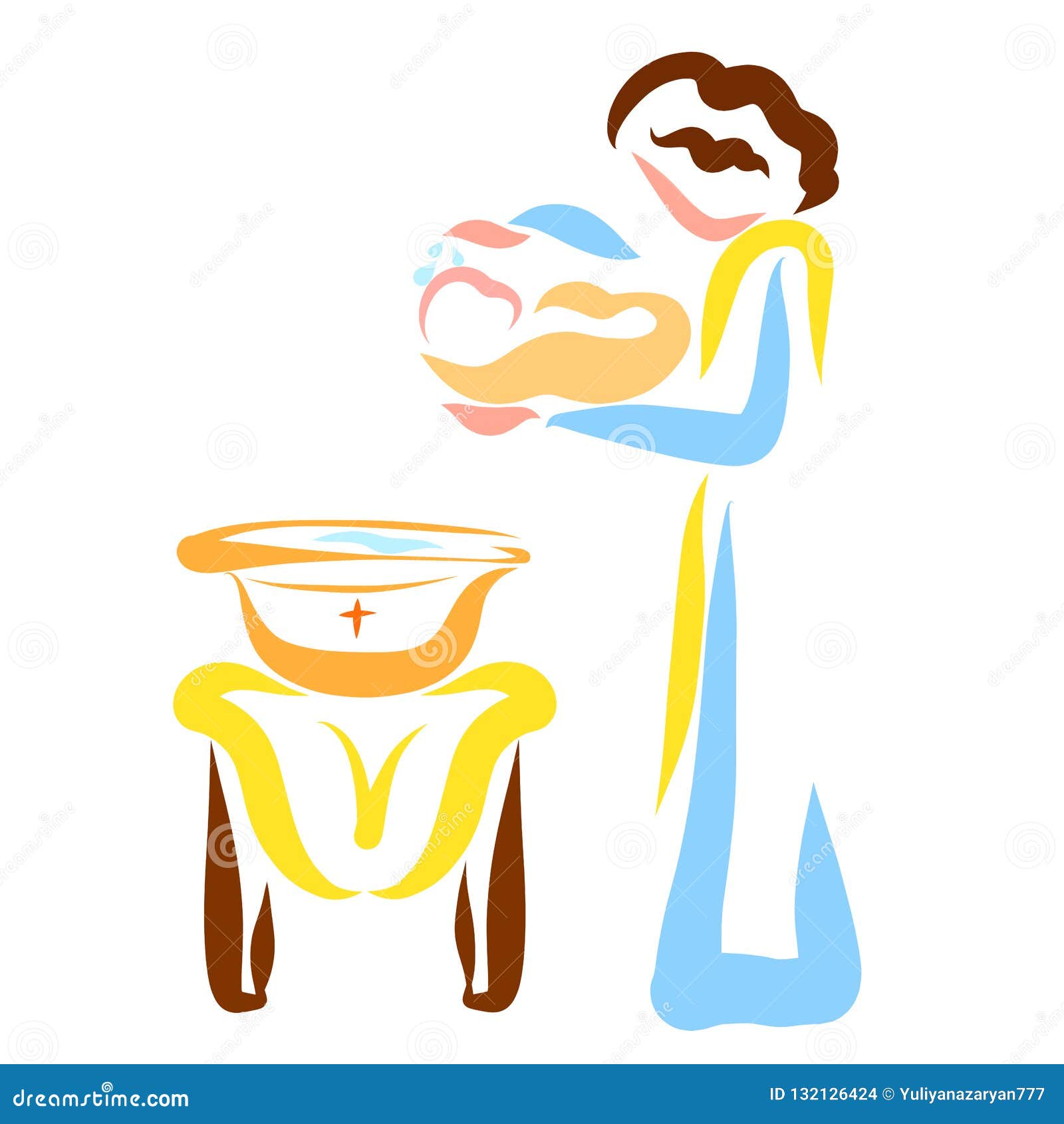 A Pastor Baptizes a Newborn Baby in Church Stock Illustration ...