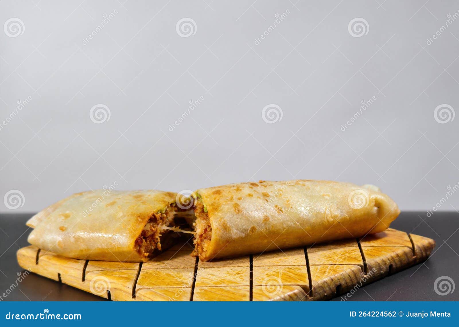 Pastor Mexican Burrito with Meat and Hot Sauce Stock Photo Image of
