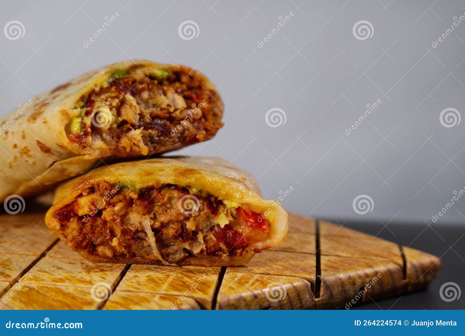 Pastor Mexican Burrito with Meat and Hot Sauce Stock Photo Image of