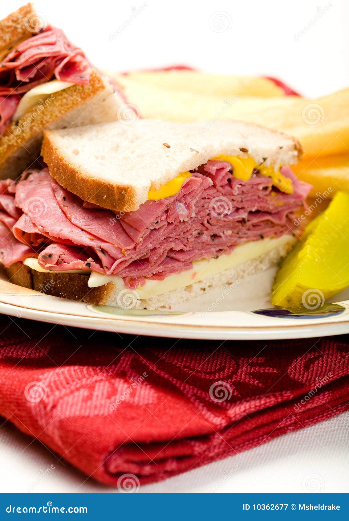 Pastrami on Rye stock image. Image of thick, fries, mustard 10362677