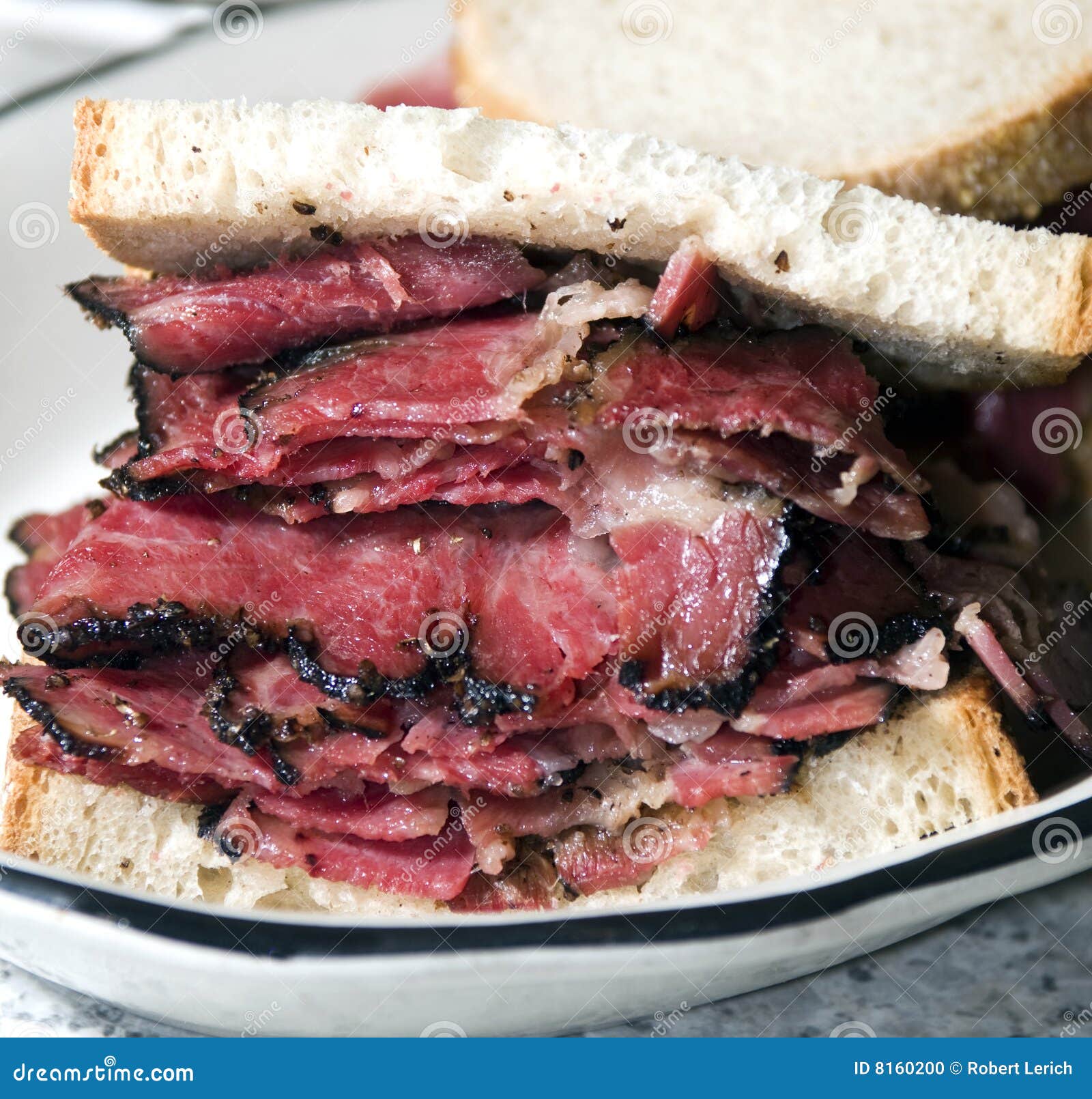 Pastrami Sandwich Rye Bread Stock Photo Image of pickle, beef 8160200