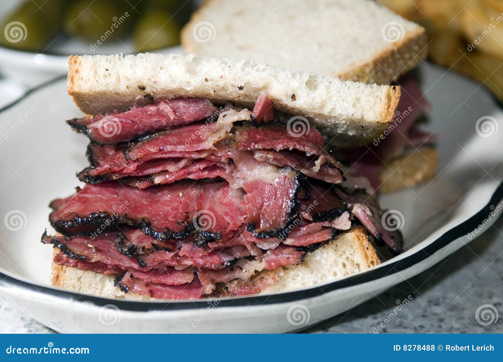 Pastrami Sandwich Rye Bread Stock Photo Image 8278488