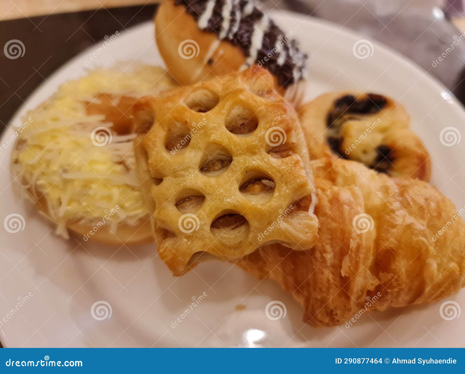 Pastries for Breakfast on the White Plate Stock Photo Image of