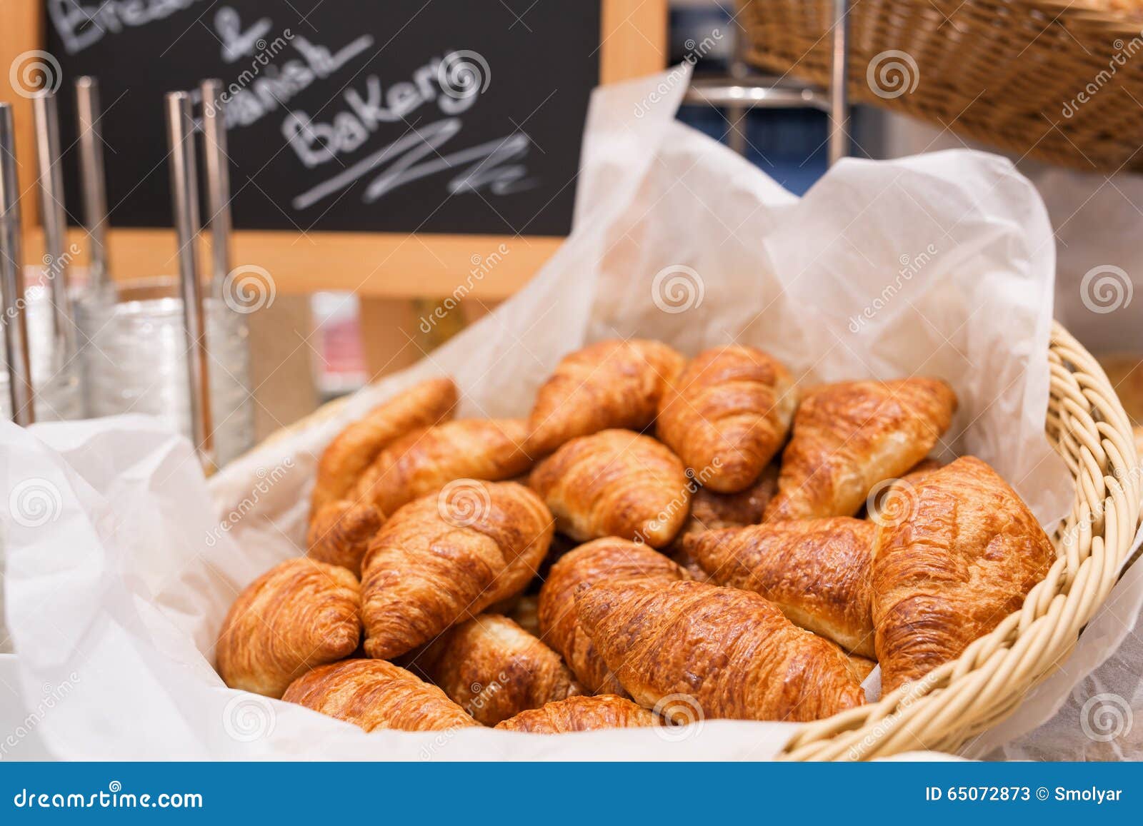 Pastry Buffet Croissants for Brunch or Breakfast in Restaurant Interior