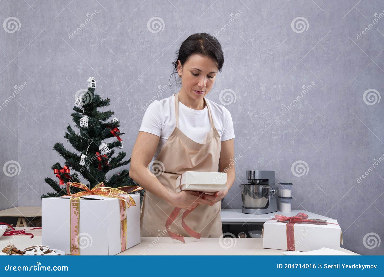 Pastry Chef Packs Sweet Gifts into Gift Boxes Stock Photo Image of