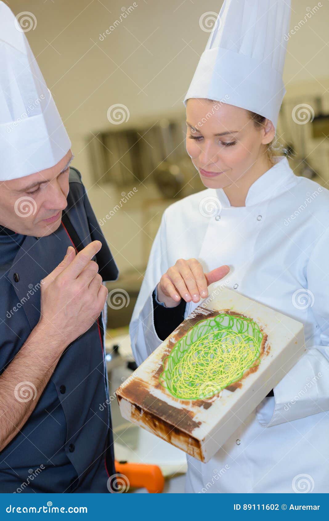 Pastry Chefs Decorates Cake in Candy Store Stock Photo Image of cook