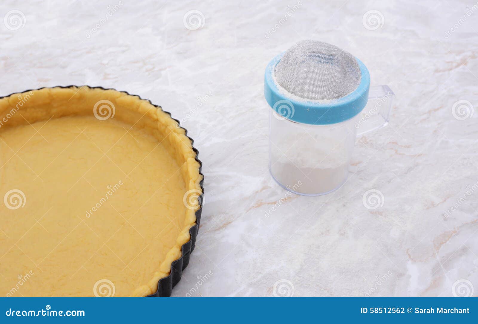 pastry-lined tin and flour drifter