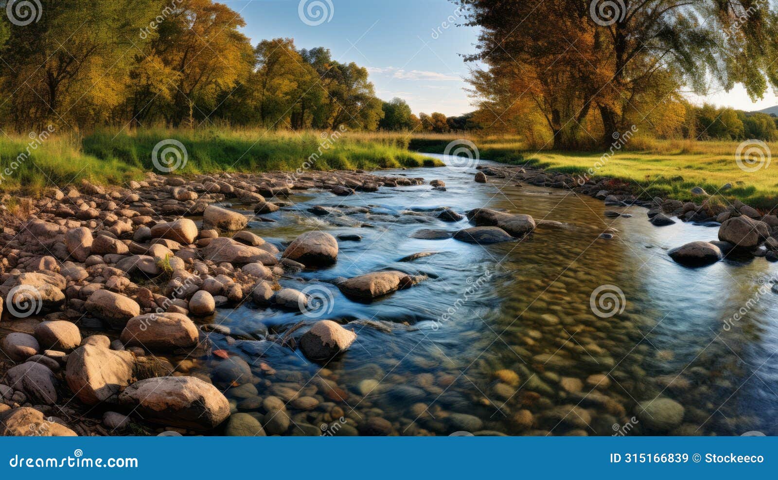 award-winning 32k hdr photography pasture stream and small river stones