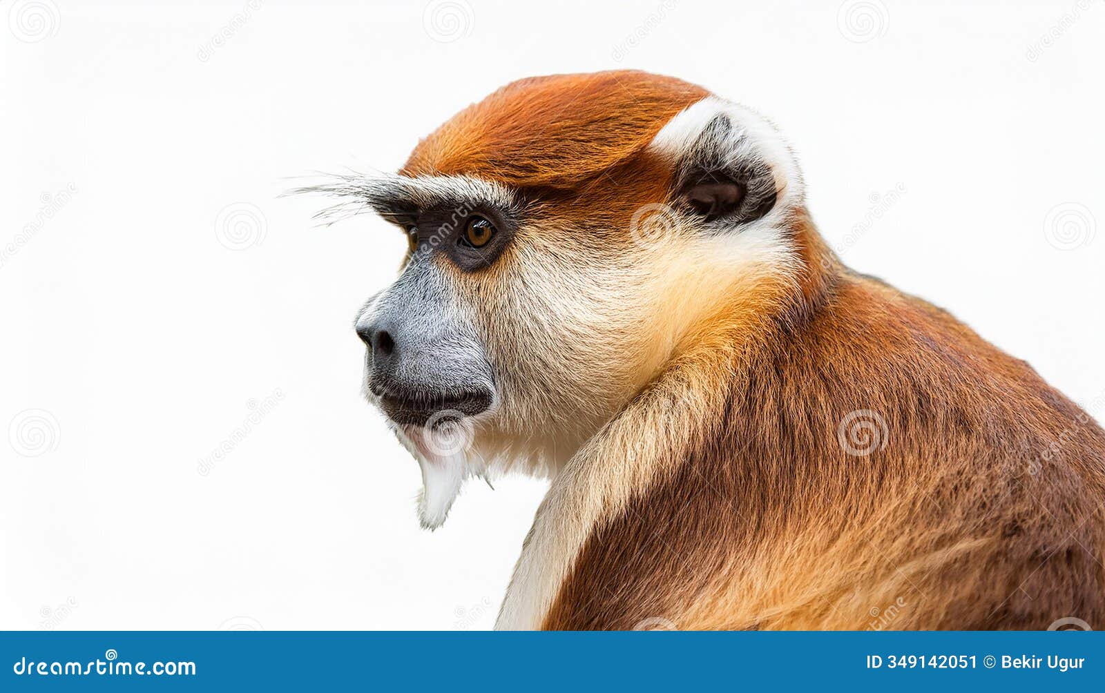patas monkey,  over white background