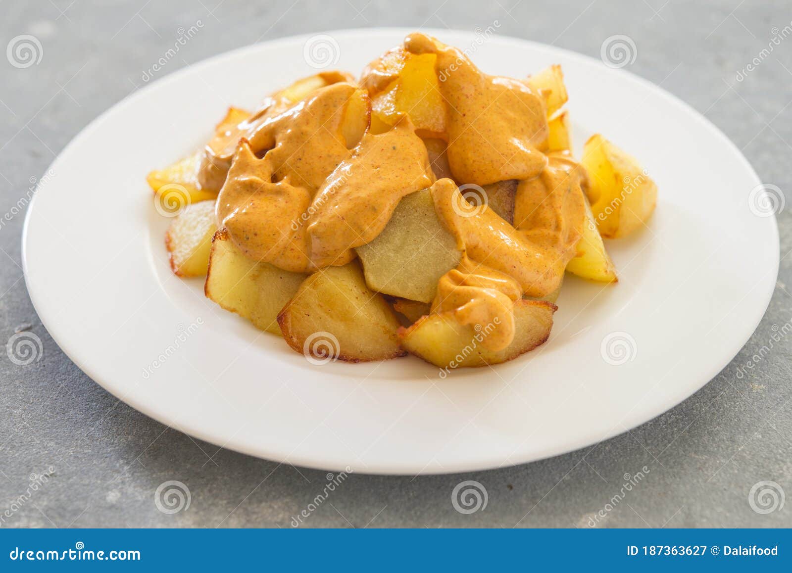 Patatas Bravas Traditional Spanish Potatoes Snack Tapas Stock Image
