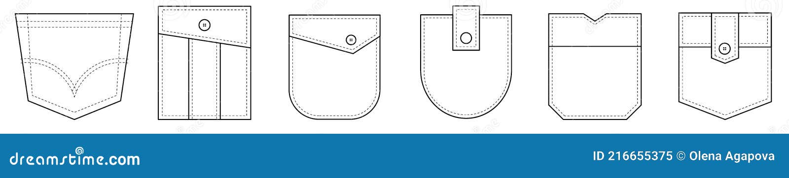 Patch Pocket. Set of Uniform Patch Pockets Shapes for Clothes, Dress ...