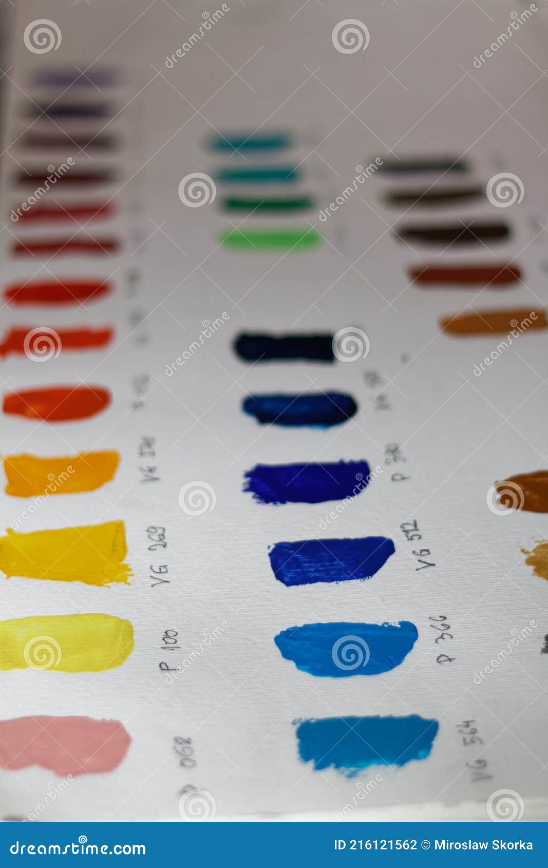 Patches of Colour Samples with Designations Stock Photo Image of