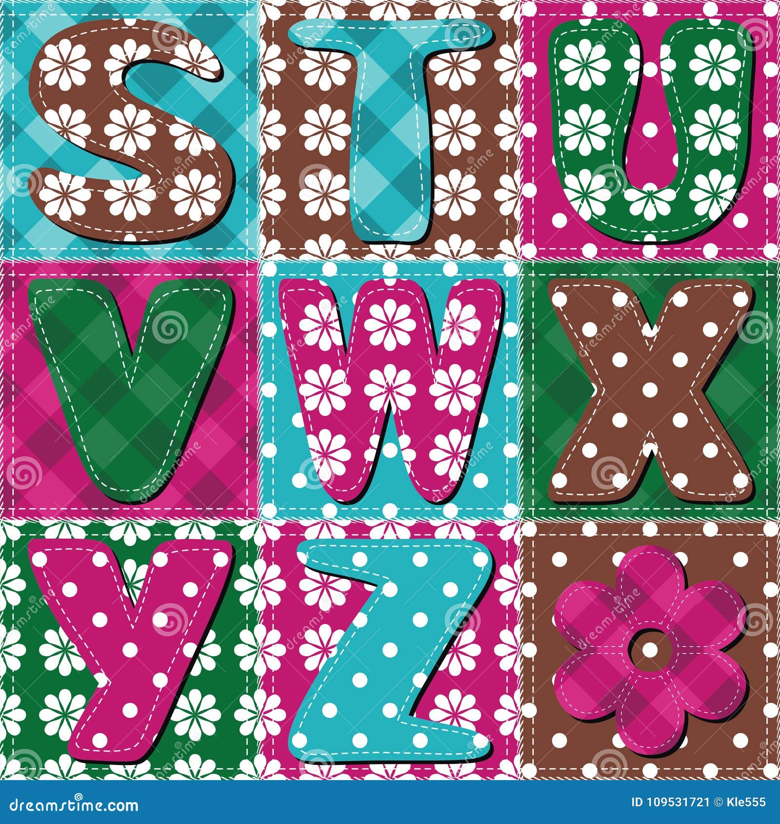Patchwork Background with Letters Illustration Stock Illustration