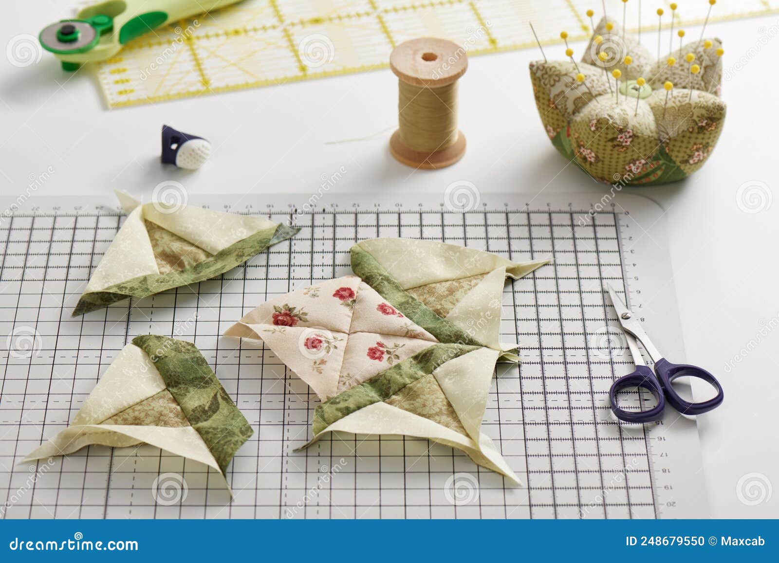 Patchwork Block Sewing Process, Pincushion, Sewing and Quilting