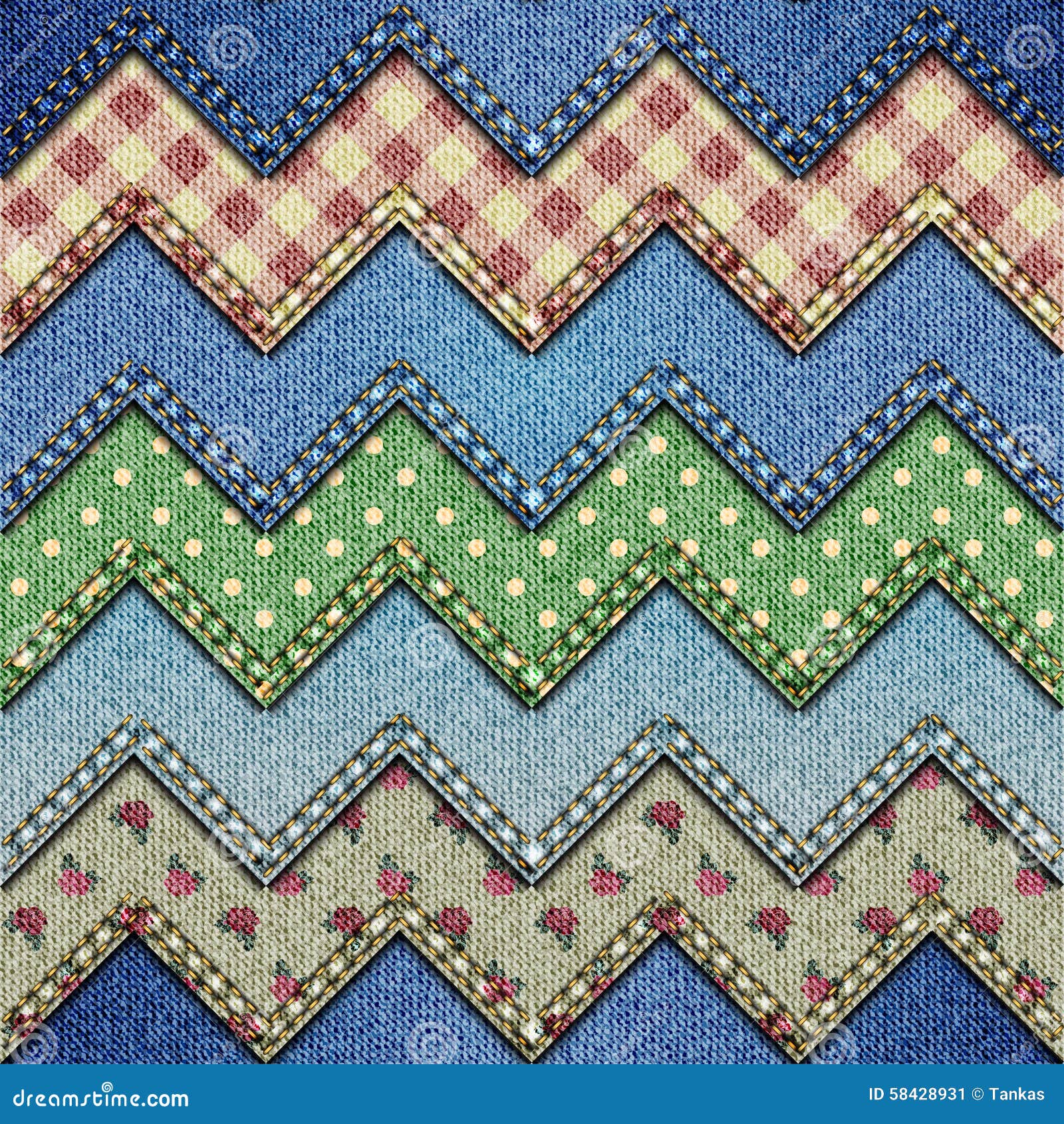 Patchwork of denim fabric stock vector. Illustration of fabric 58428931