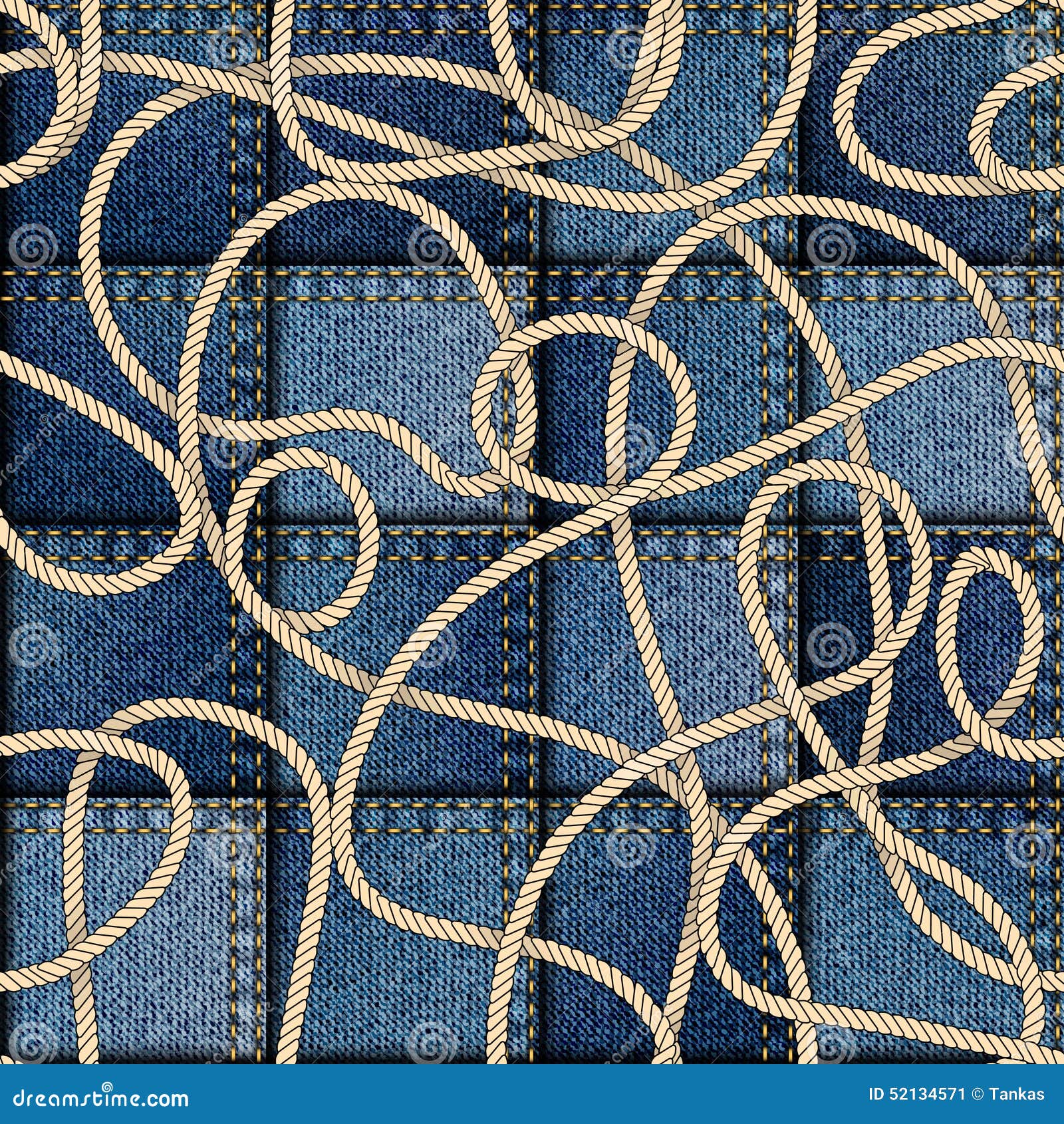 Patchwork of denim fabric stock vector. Illustration of continuity