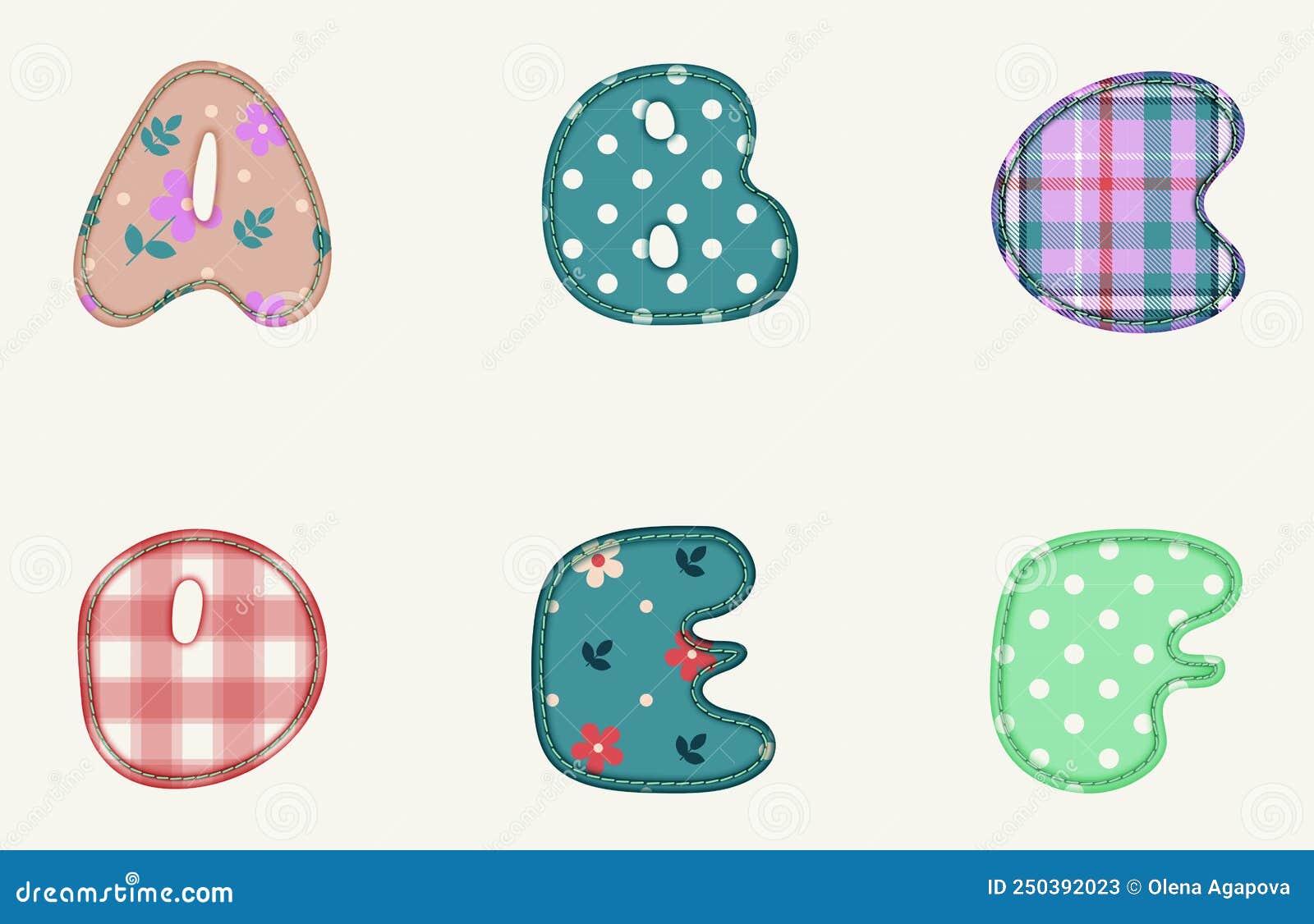 Patchwork Hand Drawn Textile Font. Cute Textile Font For Scrapbook Or