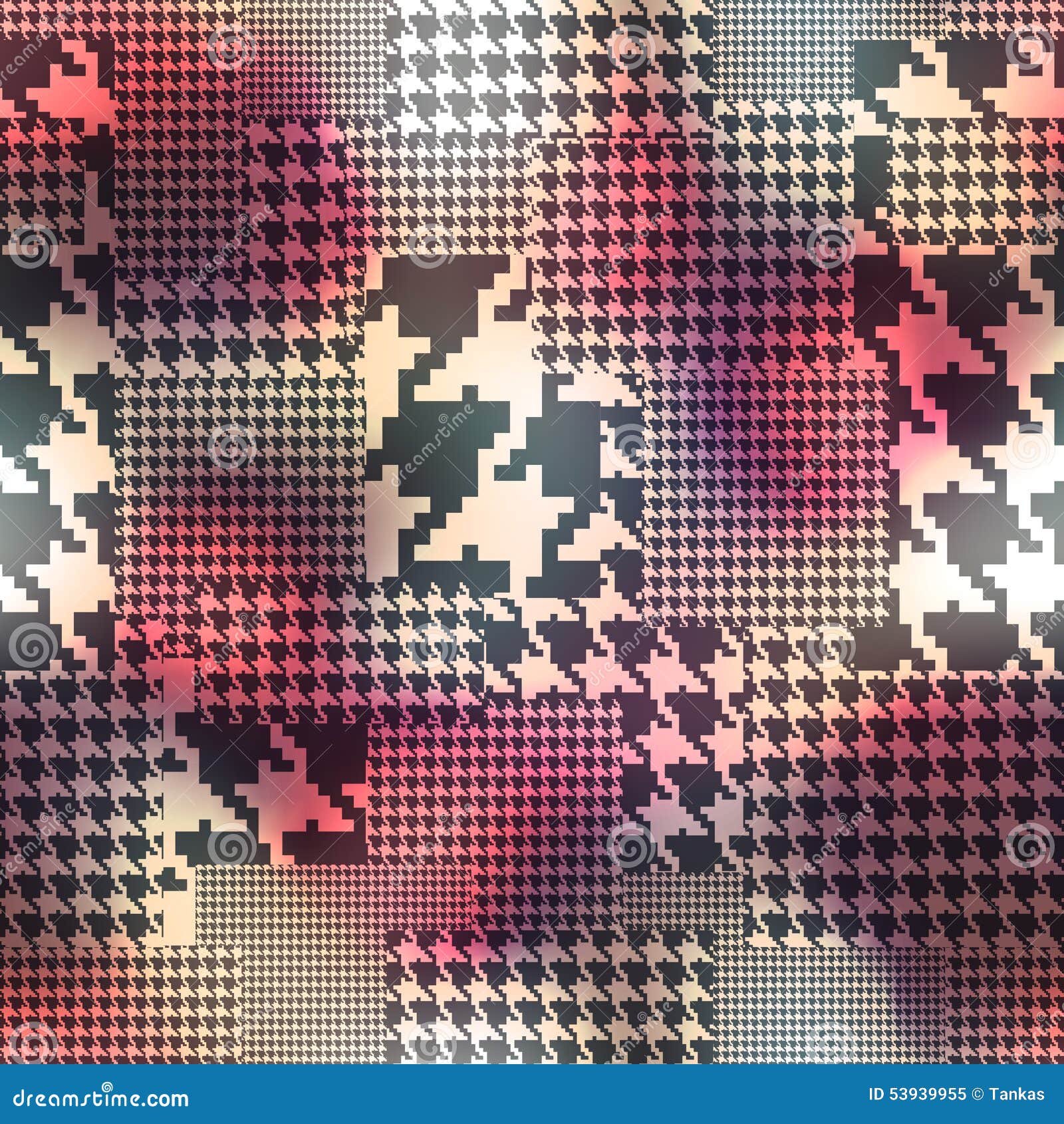 patchwork of houndstooths pattern on blurred