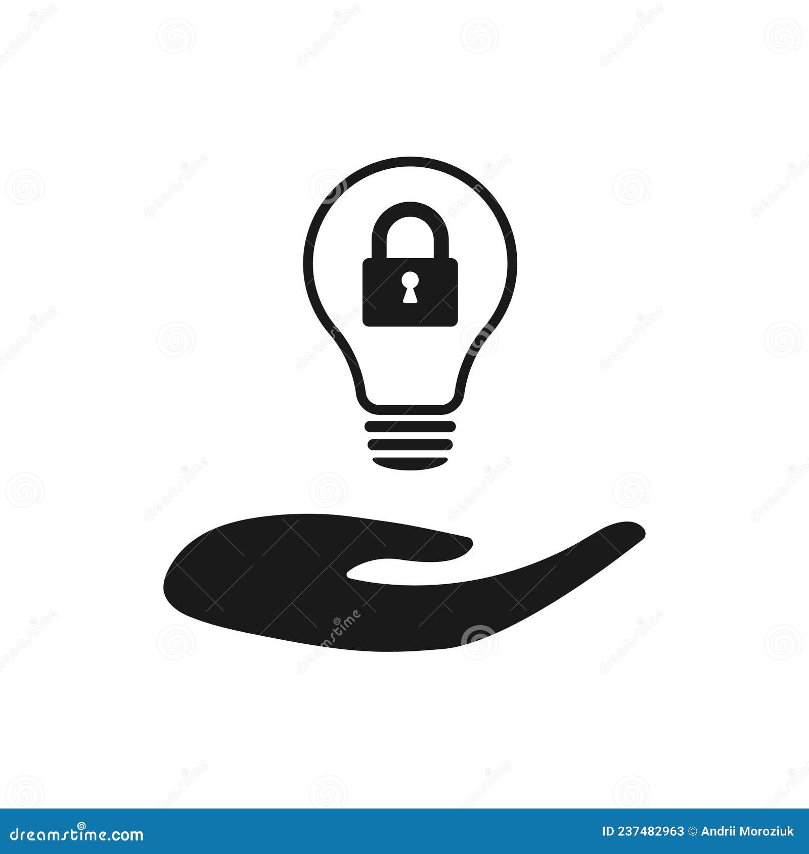 Patented Solution. a Light Bulb with a Lock. Illustration Stock