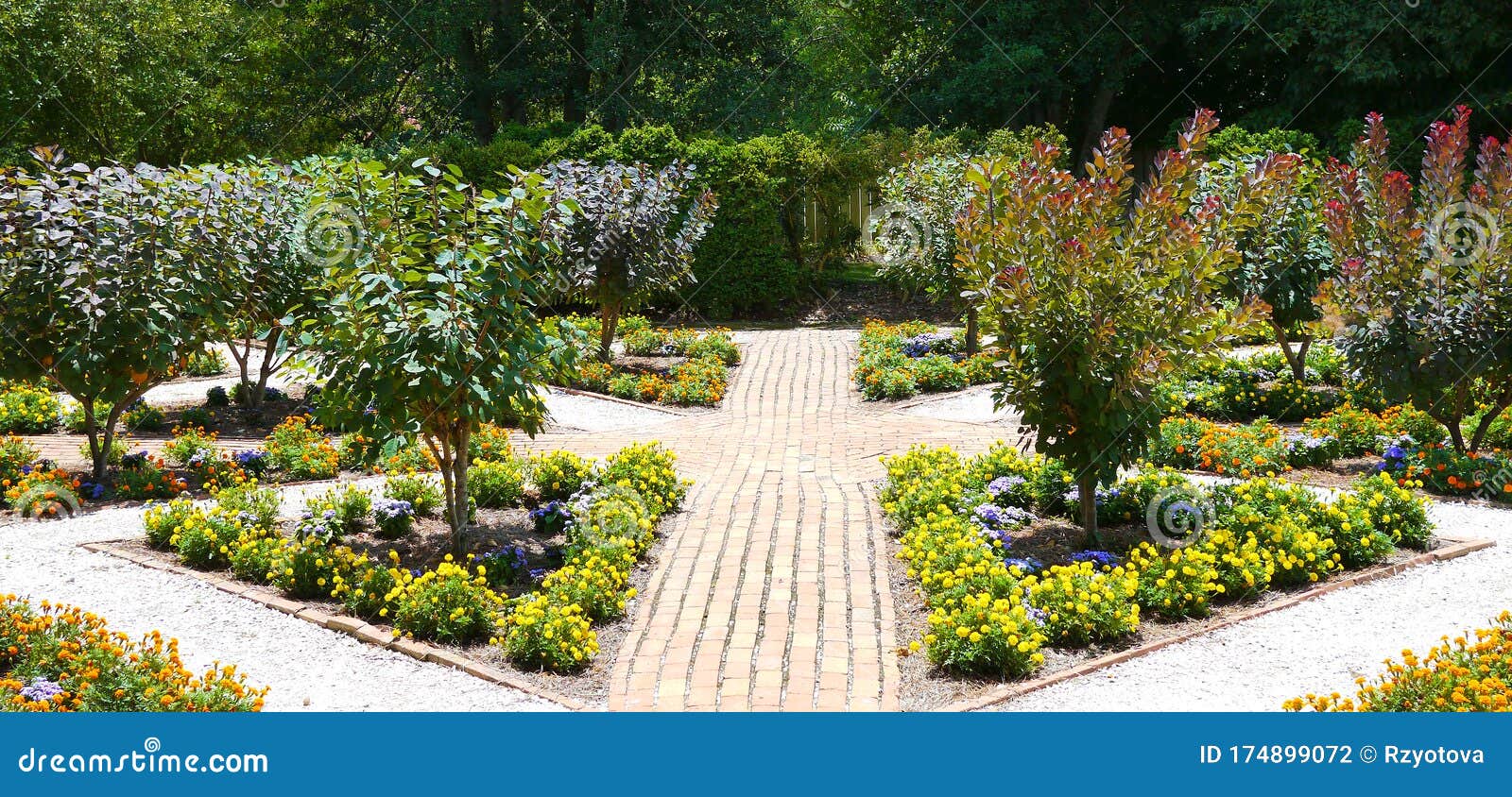 A Path in Beautiful Garden, Williamsburg, VA Editorial Photography
