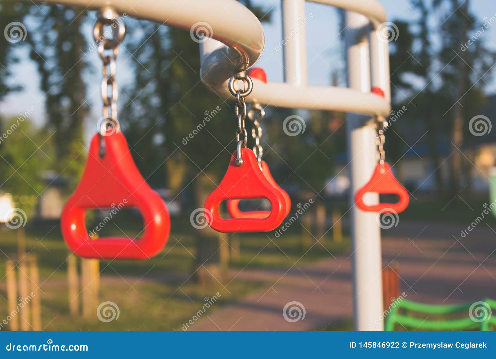 Path with Hanging Climbing Rings in a Playground Stock Photo Image of